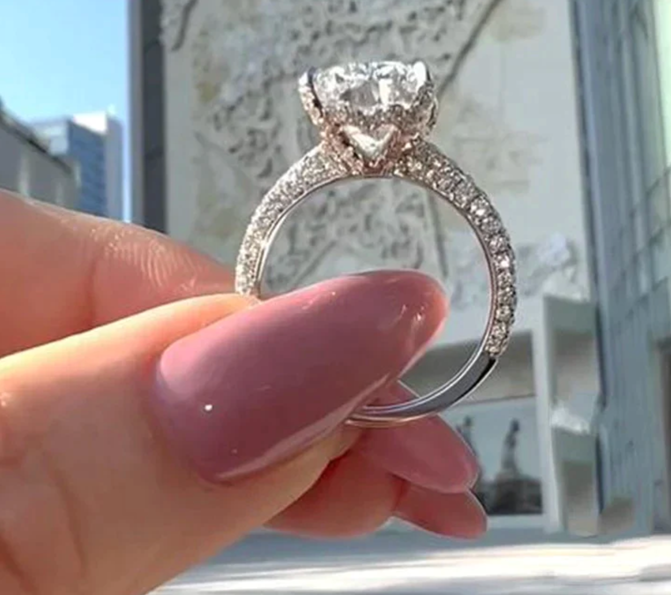 10 Carat Cushion Cut Engagement Ring - White Gold
